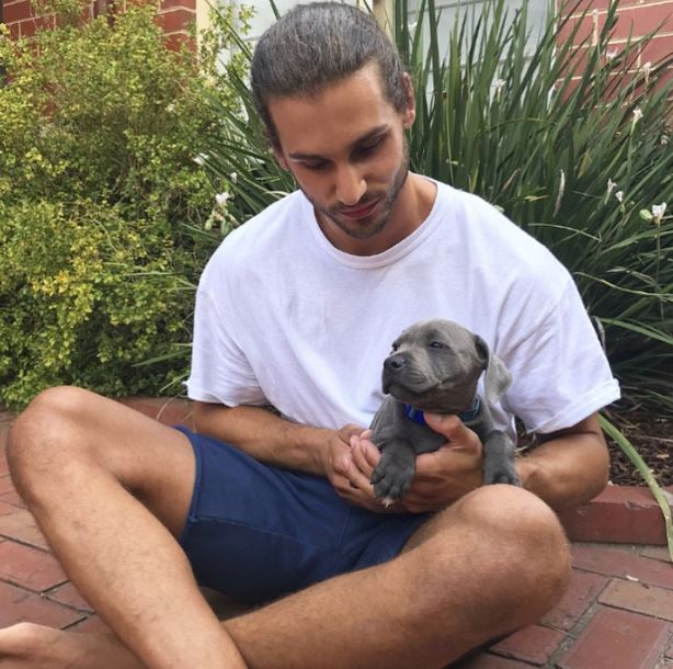 michael brunelli  with his dog