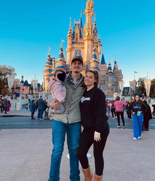 Cade Foehner with his wife and daughter