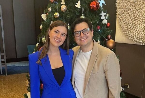 Brittany Higgins with her partner David Sharaz