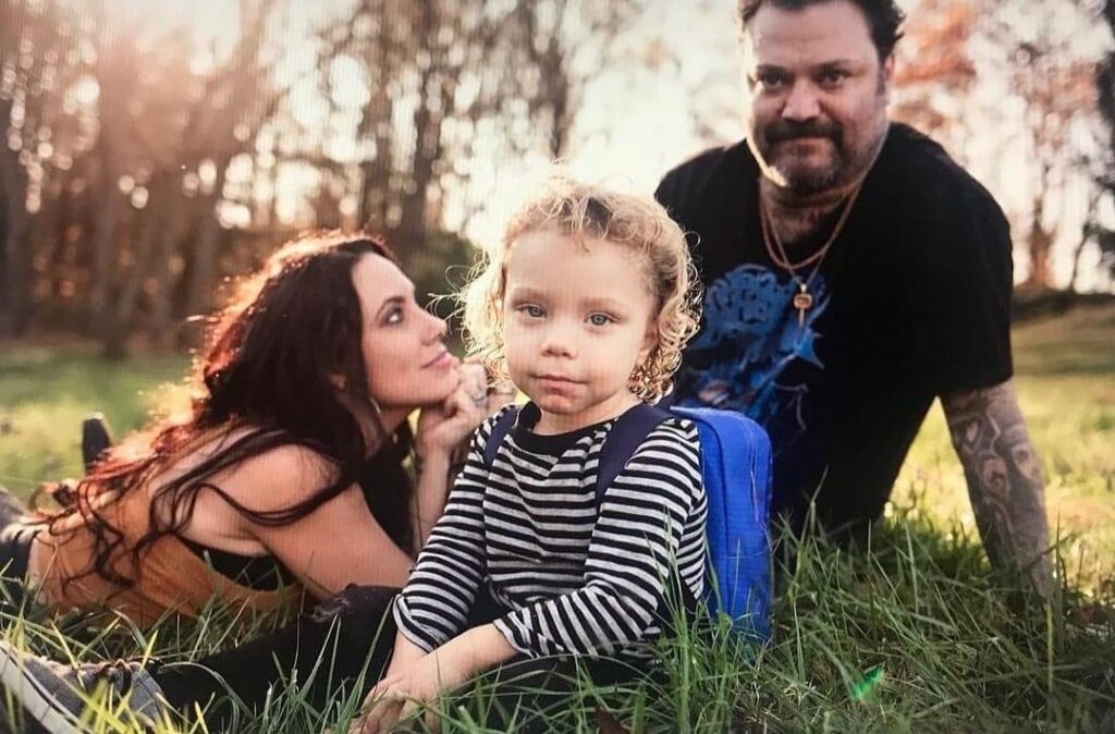 Nicole Boyd with her husband Bam Margera and their baby