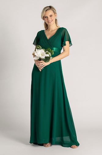 Sleeved Bridesmaid Dressin Emerald Green