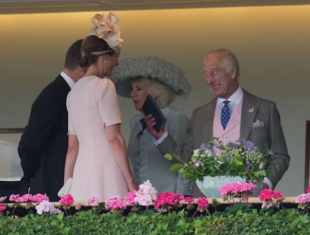 King Charles and Harriet Sperling were twinning in pink.