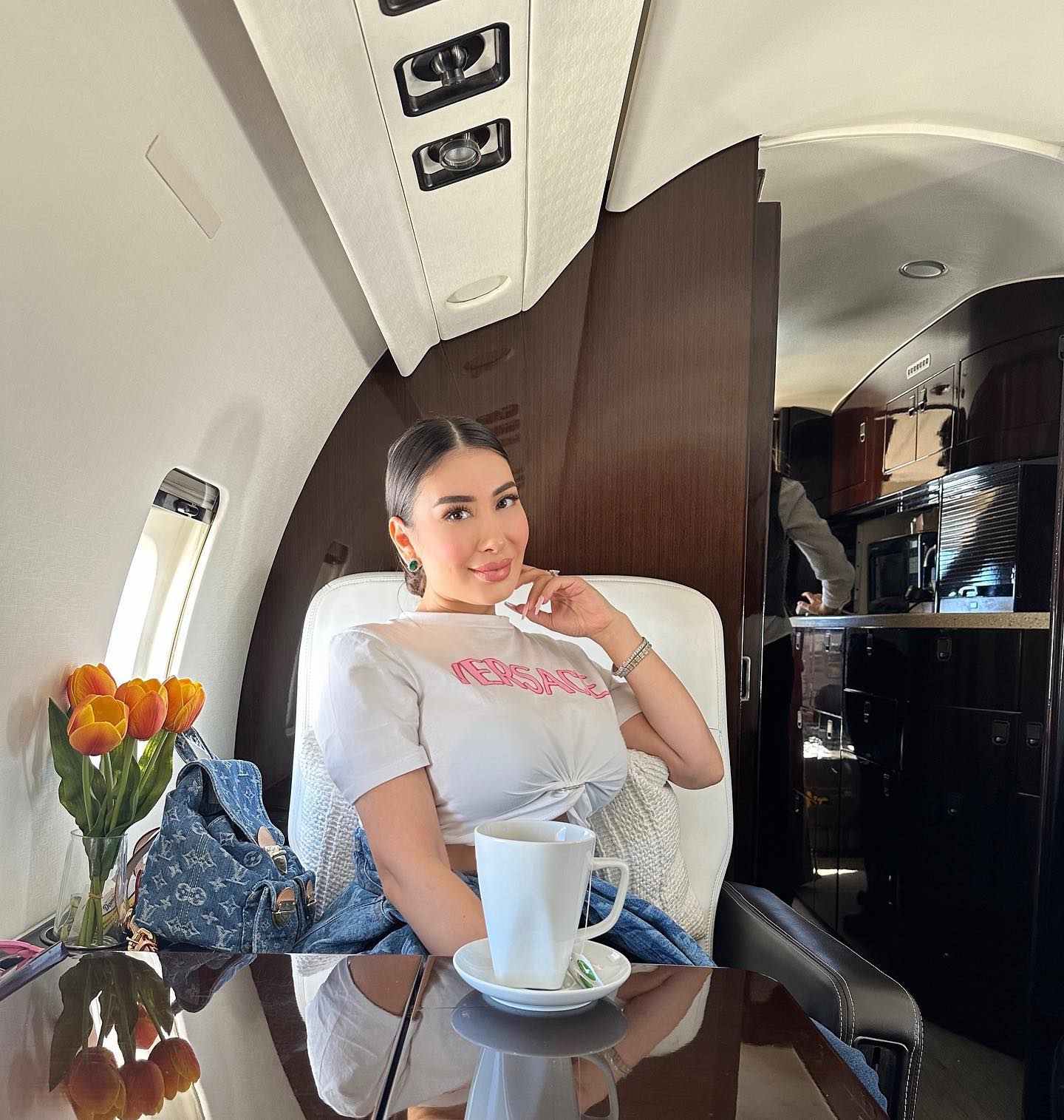 Karina in her private Jet