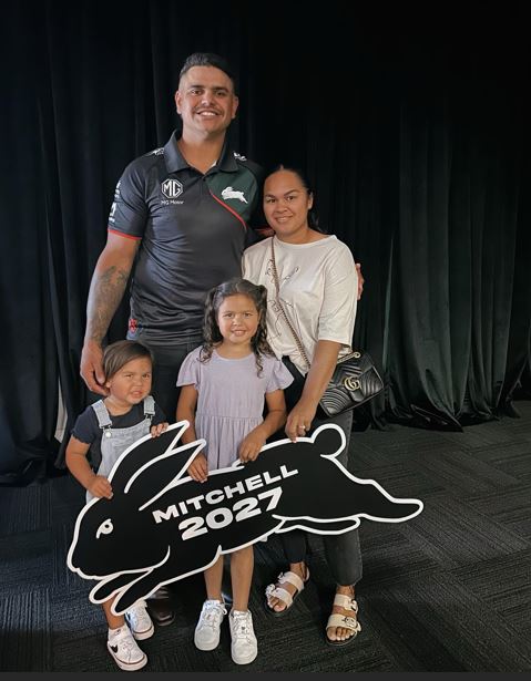 Latrell Mitchell with his girlfriend Brielle Mercy and their children